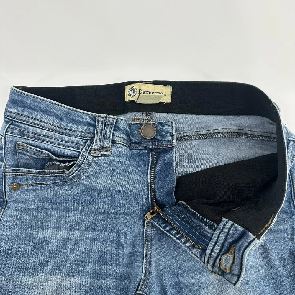 Democracy Jeans Womens 4 Blue Distressed Denim Ab Technology Skinny Raw Hem